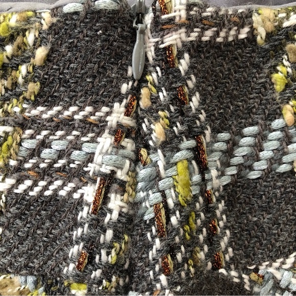 Sevier Skirts Plaid A-Line Skirt Grey, White, Light Blue & Metallic Copper Sz 10 - Picture 5 of 7